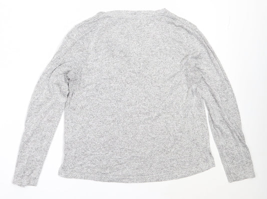 Avenue Womens Grey V-Neck Viscose Pullover Jumper Size 12