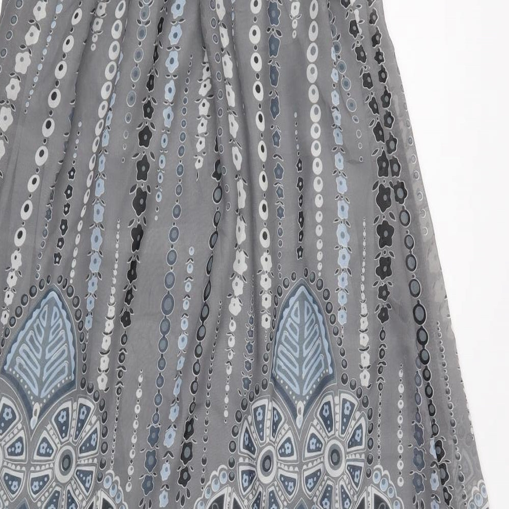 CDG Fashion Womens Grey Geometric Polyester Maxi Size S Off the Shoulder