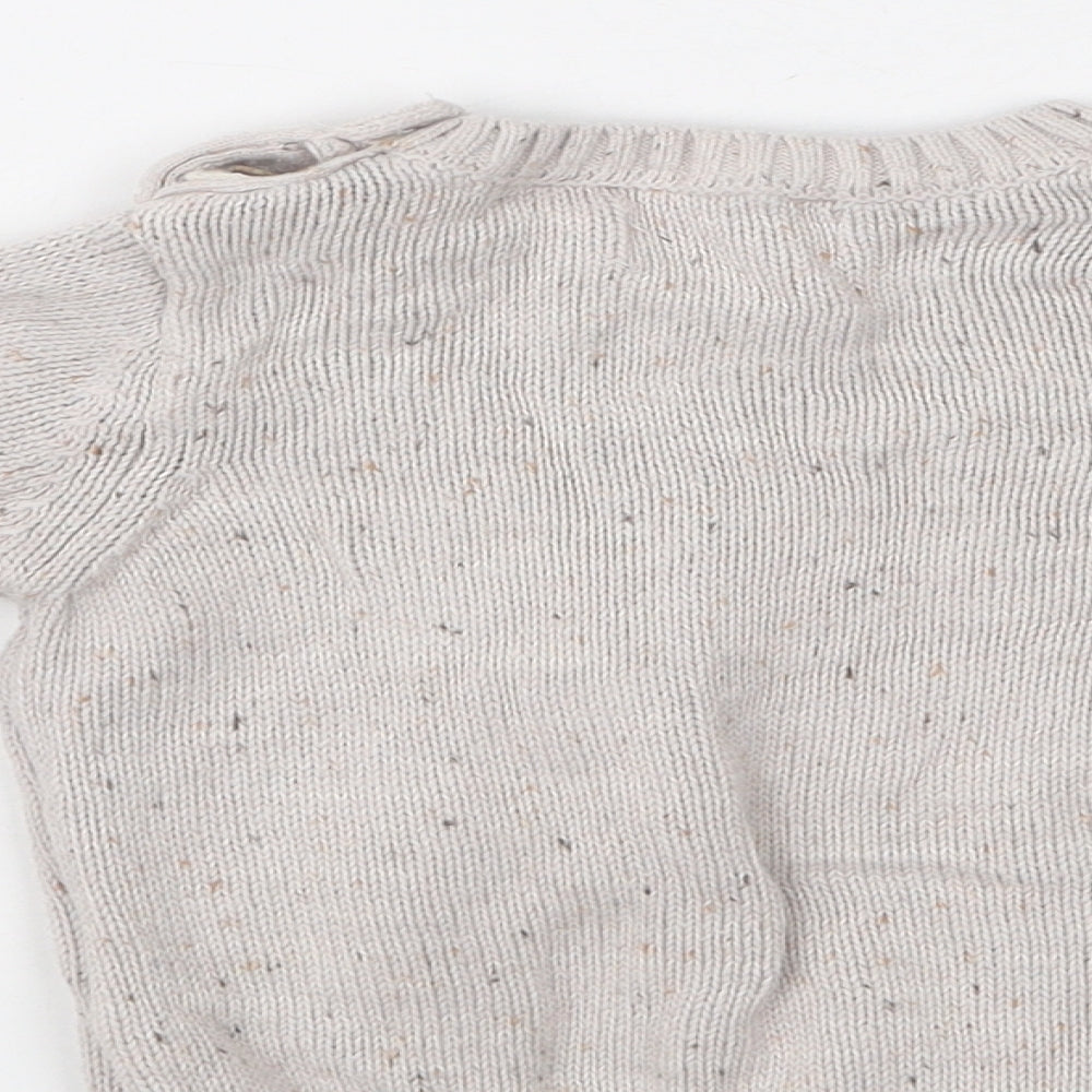 Primark Baby Beige Cotton Pullover Jumper Size 6-9 Months Button - Smile