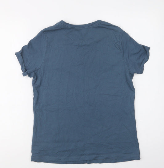 Very Womens Green Cotton Basic T-Shirt Size 12 Crew Neck