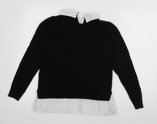 Dorothy Perkins Womens Black Collared Viscose Pullover Jumper Size 10