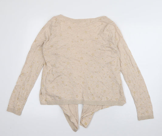 Marks and Spencer Womens Pink V-Neck Geometric Cotton Cardigan Jumper Size S - stars