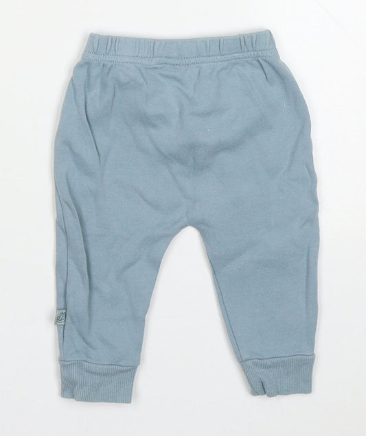 M&Co Boys Blue Cotton Sweatpants Trousers Size 0-3 Months - Mouse