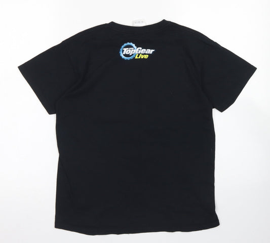 Gildan Boys Black Cotton Basic T-Shirt Size M Crew Neck - Top Gear