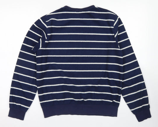 Bossini Girls Blue Striped Polyester Pullover Sweatshirt Size S