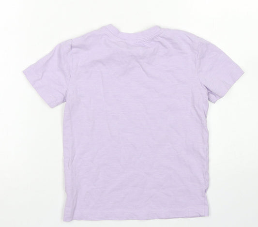 NEXT Girls Purple Cotton Basic T-Shirt Size 4 Years Crew Neck