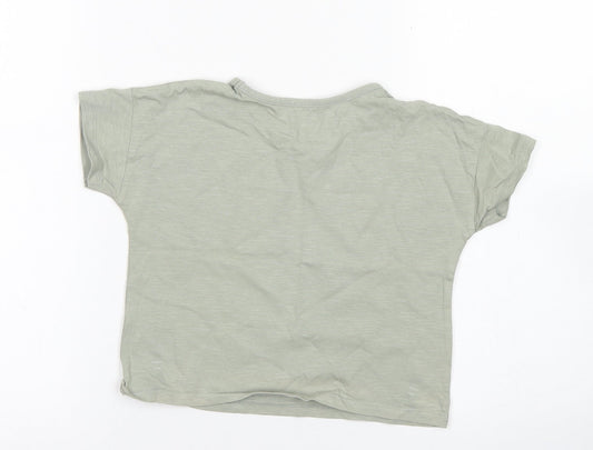 TU Girls Green Cotton Basic T-Shirt Size 5 Years Crew Neck