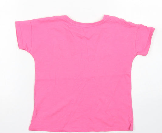 TU Girls Pink Cotton Basic T-Shirt Size 5 Years Crew Neck