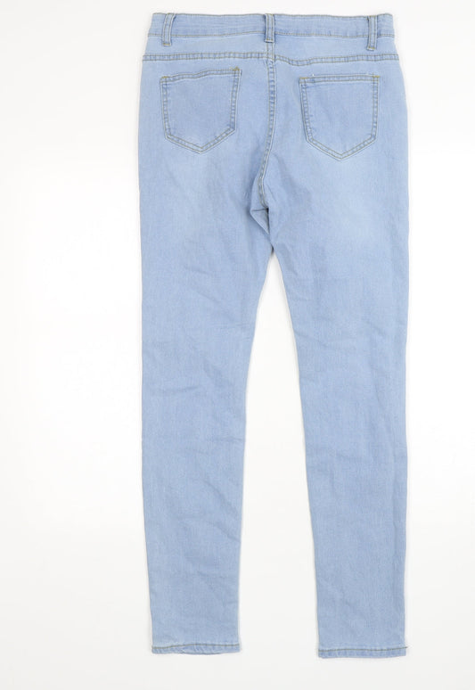 Preworn Womens Blue Cotton Skinny Jeans Size L L29 in Regular