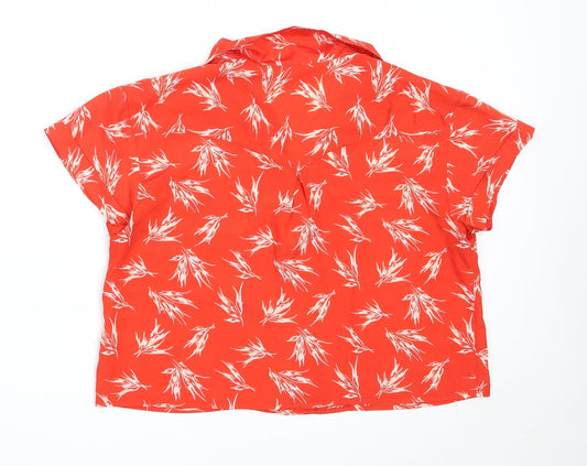 I Love H81 Womens Red Polyester Basic Button-Up Size L Collared