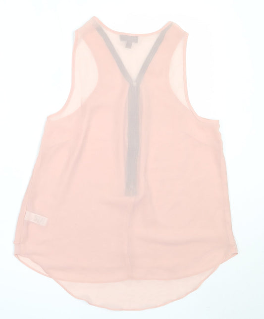Topshop Womens Pink Polyester Basic Blouse Size 12 V-Neck