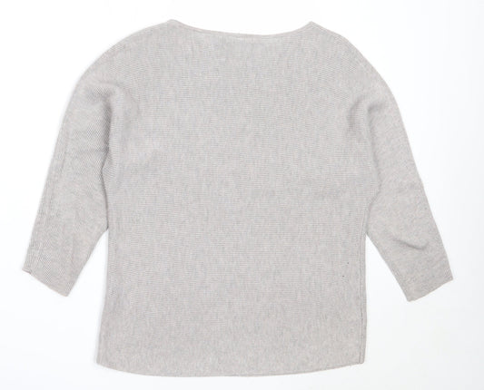 H&M Womens Grey Round Neck Viscose Pullover Jumper Size XS