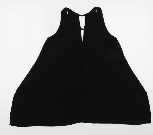 River Island Womens Black Polyester Basic Tank Size 6 V-Neck
