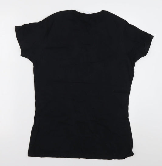 Port & Company Womens Black Cotton Basic T-Shirt Size M Crew Neck - made in 1991