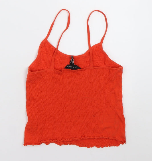 New Look Womens Orange Cotton Cropped Tank Size 6 Square Neck