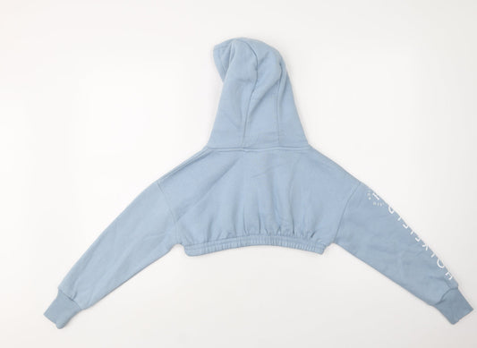 Holyfield Girls Blue Cotton Pullover Hoodie Size 8-9 Years - Cropped