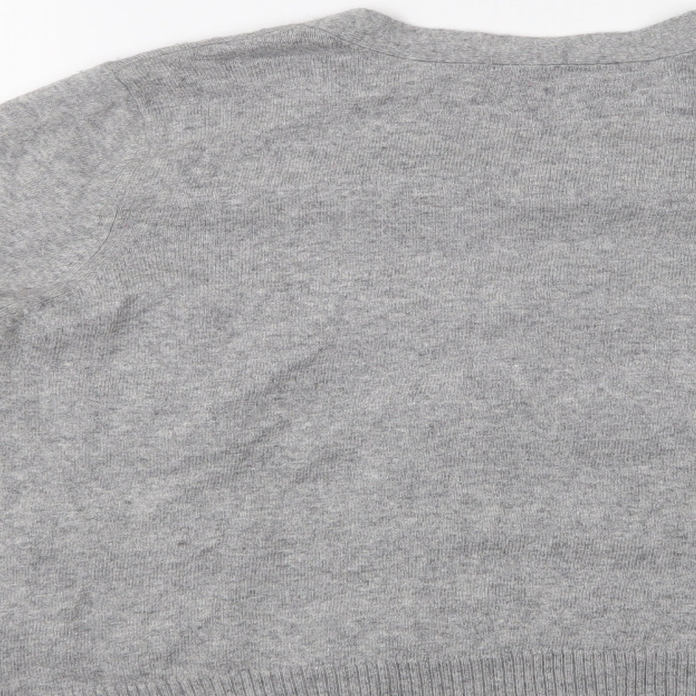 M&S Womens Grey Round Neck Polyamide Cardigan Jumper Size 14