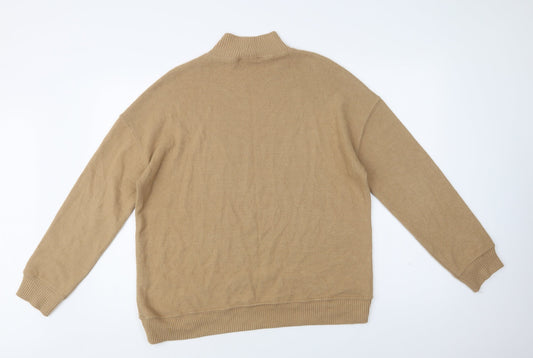 New Look Womens Beige Mock Neck Viscose Pullover Jumper Size M