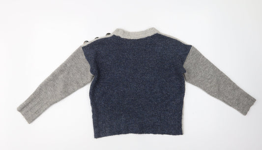 M&S Womens Grey Crew Neck Acrylic Pullover Jumper Size S