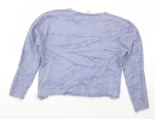 Peacocks Womens Blue Boat Neck Nylon Pullover Jumper Size L
