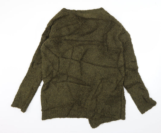 Topshop Womens Green Boat Neck Acrylic Cardigan Jumper Size 8