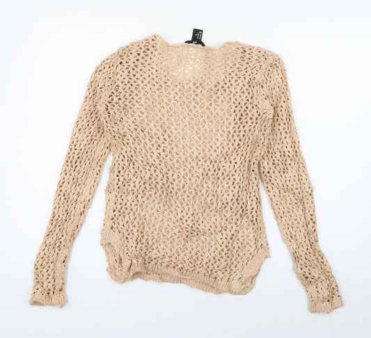 H&M Womens Orange Round Neck Acrylic Pullover Jumper Size XS