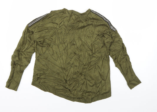 Oasis Womens Green Crew Neck Viscose Pullover Jumper Size XS