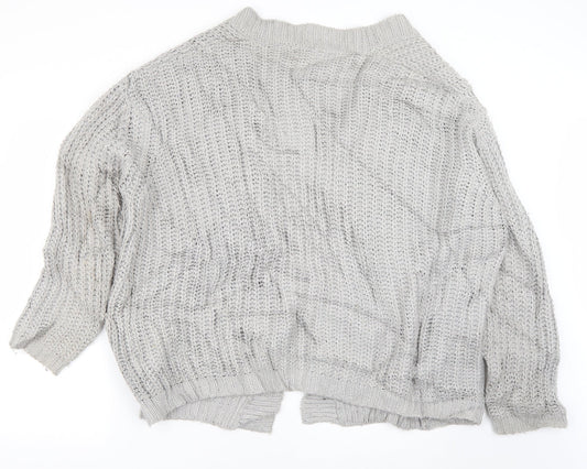 Millennium Womens Grey V-Neck Acrylic Pullover Jumper One Size