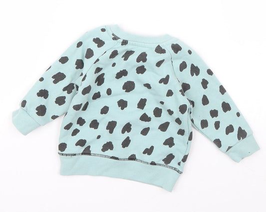 Primark Girls Blue Geometric Cotton Pullover Jumper Size 3-6 Months Pullover