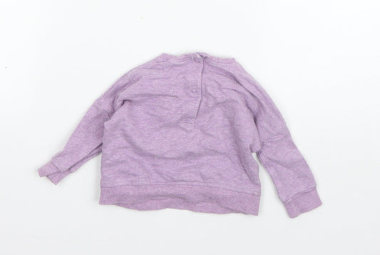 NEXT Girls Purple Cotton Pullover Jumper Size 0-3 Months Pullover - Mouse