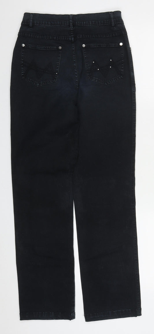 Marble Womens Blue Cotton Straight Jeans Size 10 L29 in Regular Button