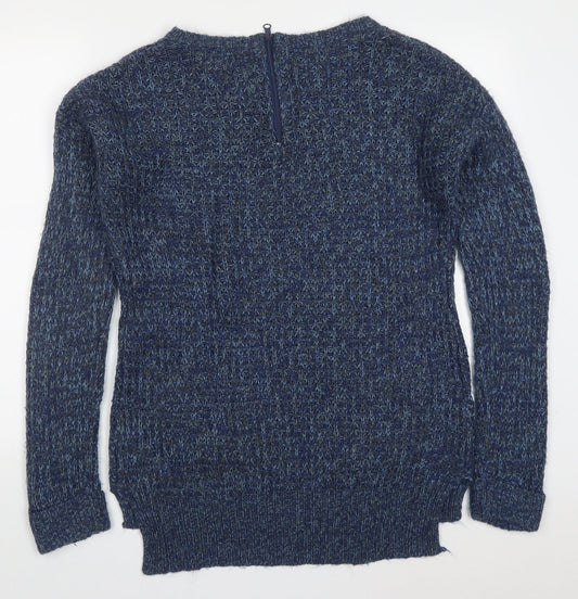 Vintage Couture Womens Blue Round Neck Acrylic Pullover Jumper Size 14