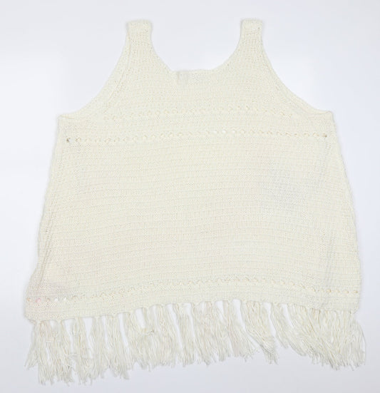 Somedays Lovin Womens Ivory Round Neck Acrylic Vest Jumper Size L