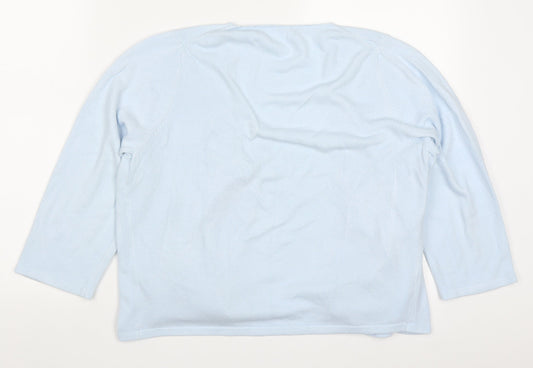 BHS Womens Blue V-Neck Acrylic Cardigan Jumper Size 18