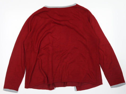 Anna Rose Womens Red Round Neck Acrylic Pullover Jumper Size XL - Cardigan and top all in one