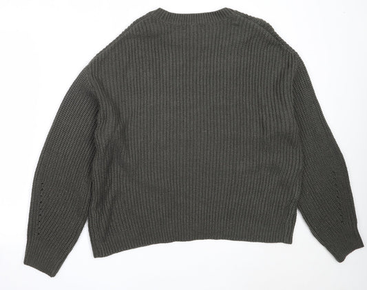 New Look Womens Green Round Neck Acrylic Pullover Jumper Size L