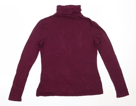 Very Womens Purple Viscose Basic T-Shirt Size 10 Roll Neck