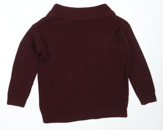 New Look Womens Red Round Neck Acrylic Pullover Jumper Size S