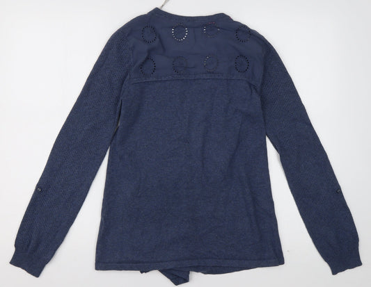 Debenhams Womens Blue V-Neck Cotton Cardigan Jumper Size 10