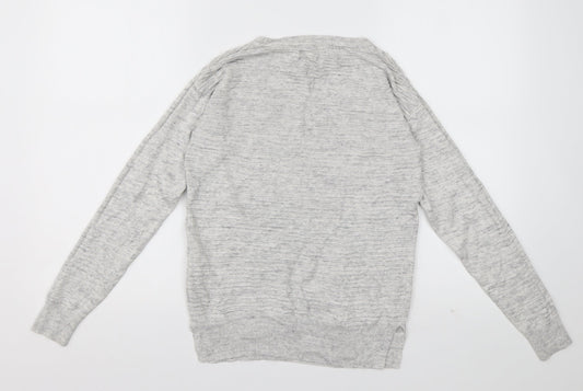 NEXT Womens Grey Crew Neck Striped Viscose Pullover Jumper Size 6