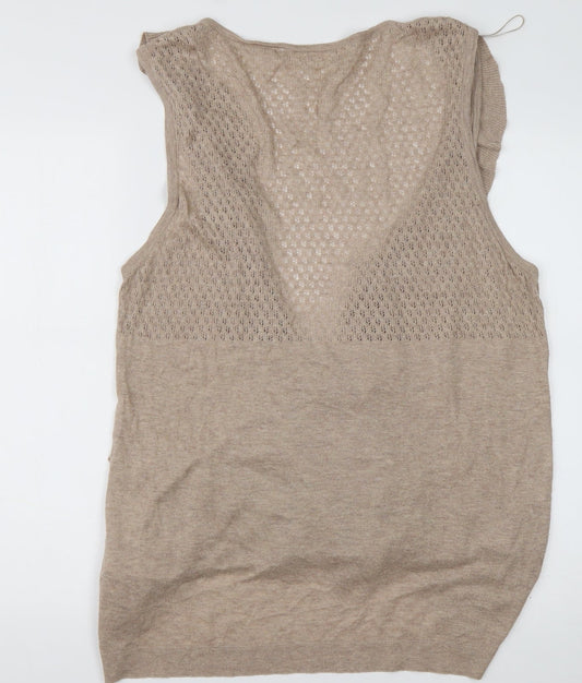 New Look Womens Brown V-Neck Coir Cardigan Jumper Size 16