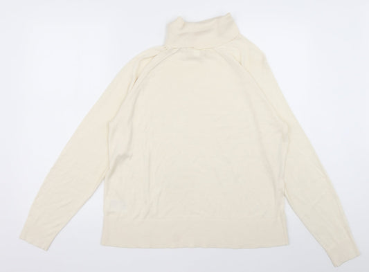H&M Womens White Acrylic Pullover Sweatshirt Size L Pullover