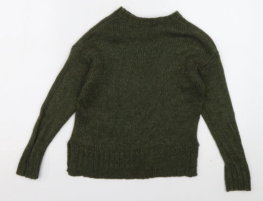 New Look Girls Green Crew Neck Acrylic Pullover Jumper Size 9 Years Pullover