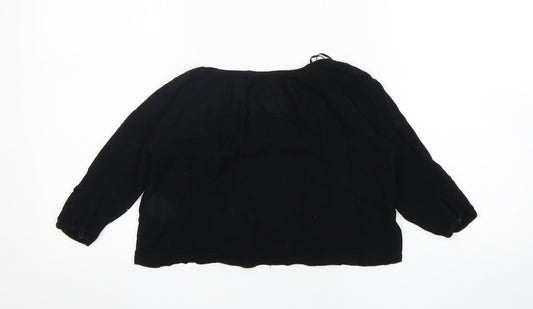 Miss E-vie Girls Black Viscose Basic Blouse Size 7 Years V-Neck
