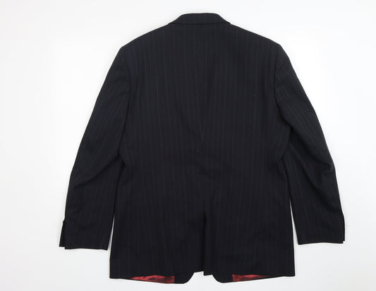 Remus Mens Blue Striped Wool Jacket Suit Jacket