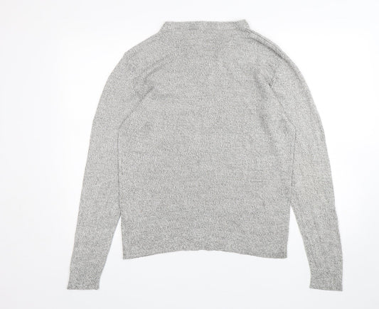 Kensington Mens Grey Mock Neck Acrylic Pullover Jumper Size M