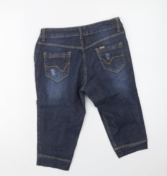 KRS Jeans Womens Blue Cotton Chino Shorts Size M L15 in Regular Button