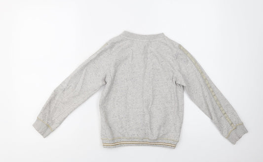 NEXT Girls Grey Striped Cotton Full Zip Sweatshirt Size 9 Years Zip