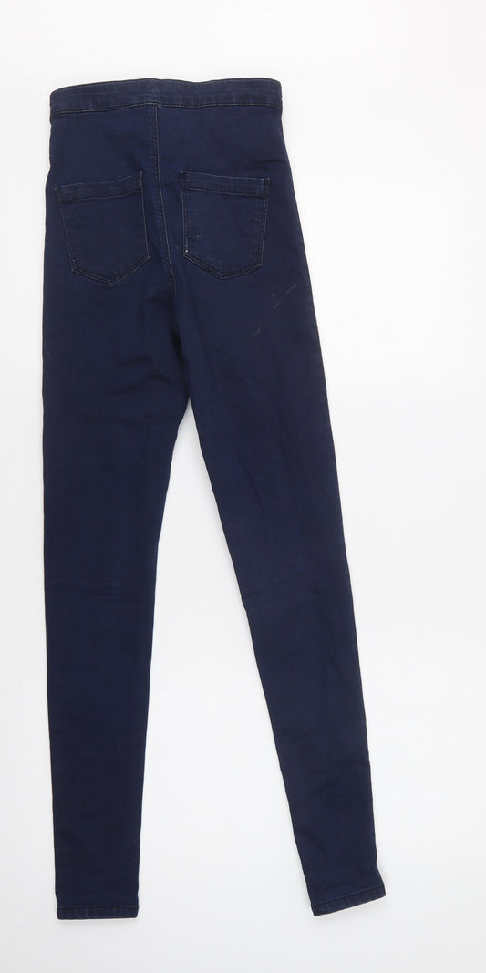 Topshop Womens Blue Cotton Skinny Jeans Size 26 L32 in Regular Button