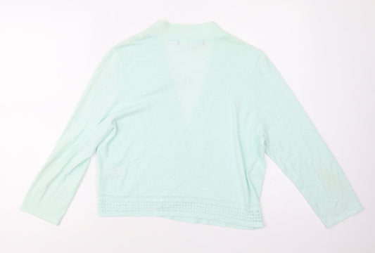 M&S Womens Green V-Neck Viscose Cardigan Jumper Size 14